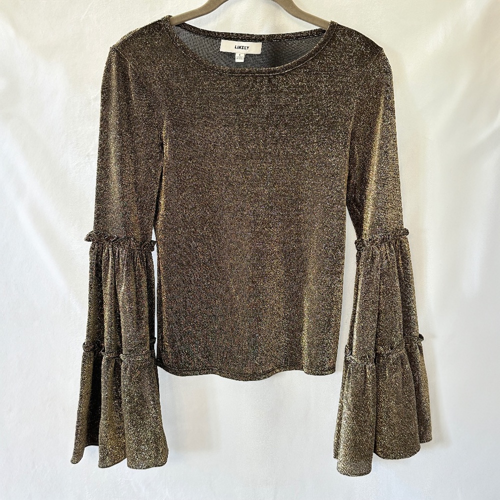 LIKELY Freya Glitter Top In Gold